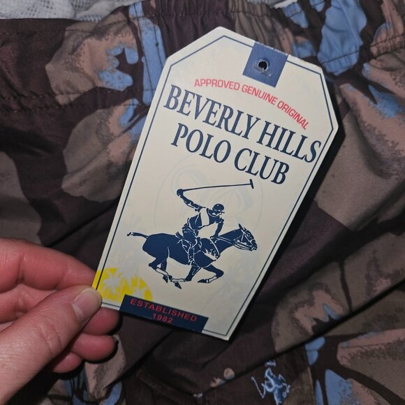 NEW Beverly Hills Polo Club Swim Trunks Board Shorts Mesh Lined Mens XL Brown - Picture 8 of 11